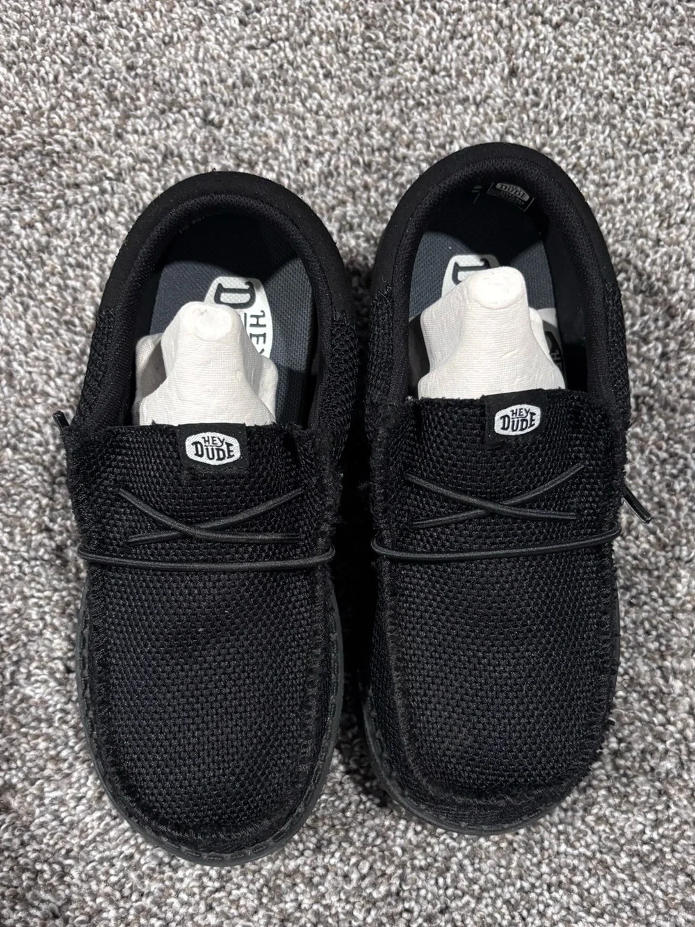 Hey Dude Black Knit Slip-On Loafers